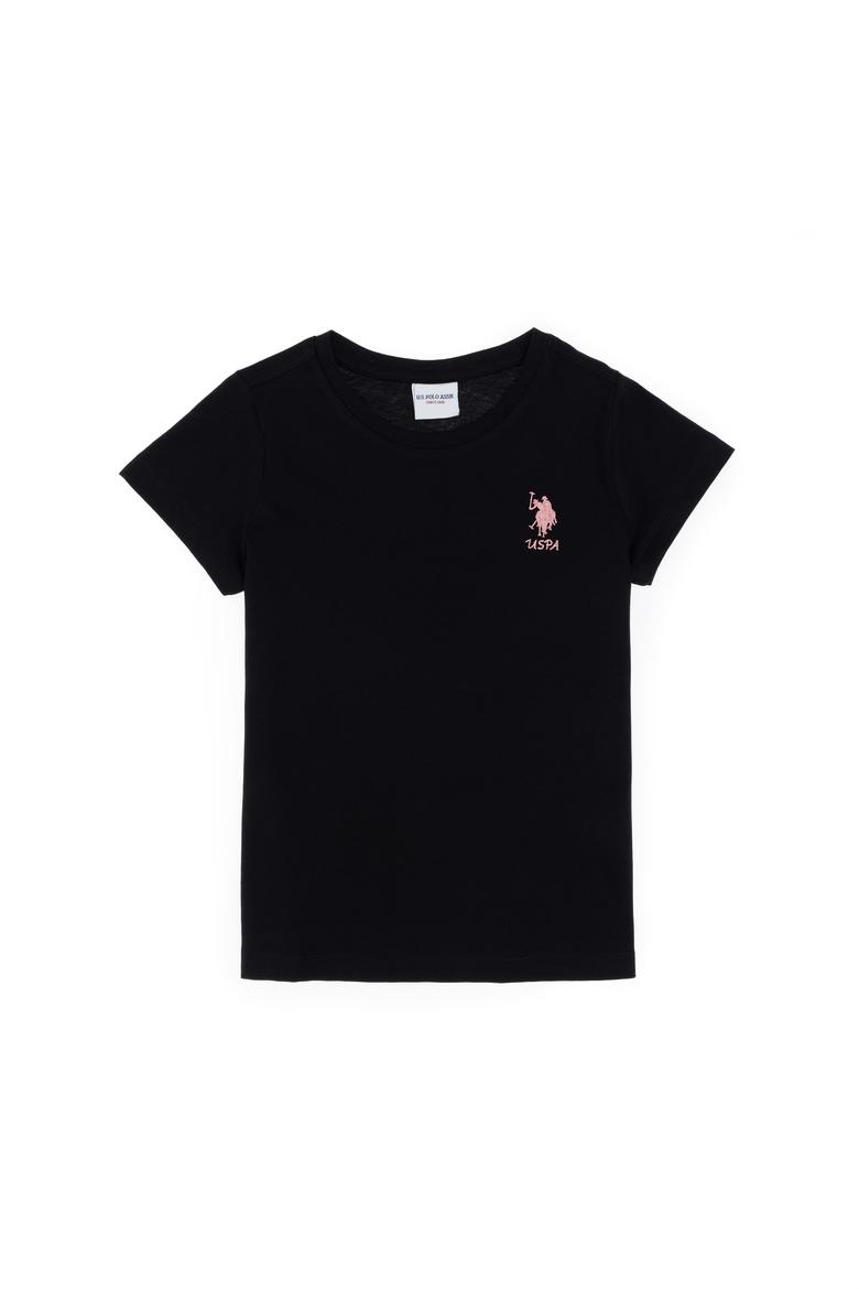 Kız Çocuk Siyah Bisiklet Yaka Basic Tişört - 50306210001