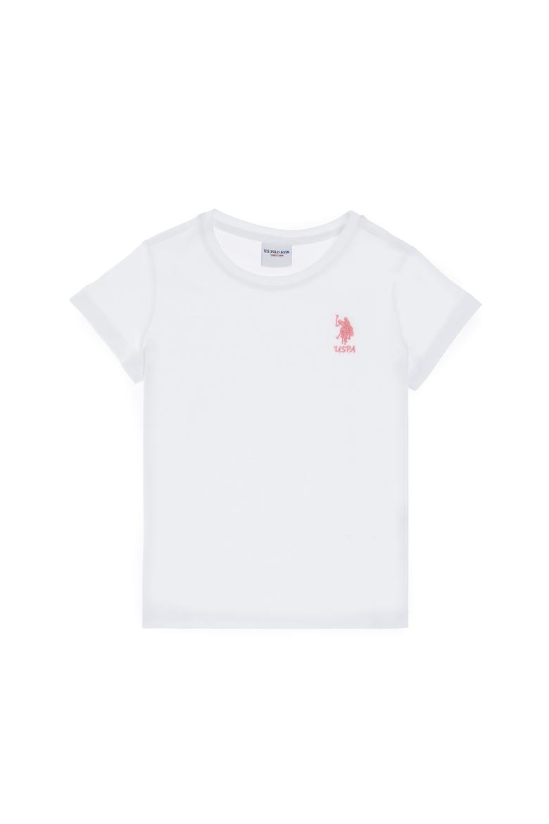 Kız Çocuk Beyaz Bisiklet Yaka Tişört - 50306210018