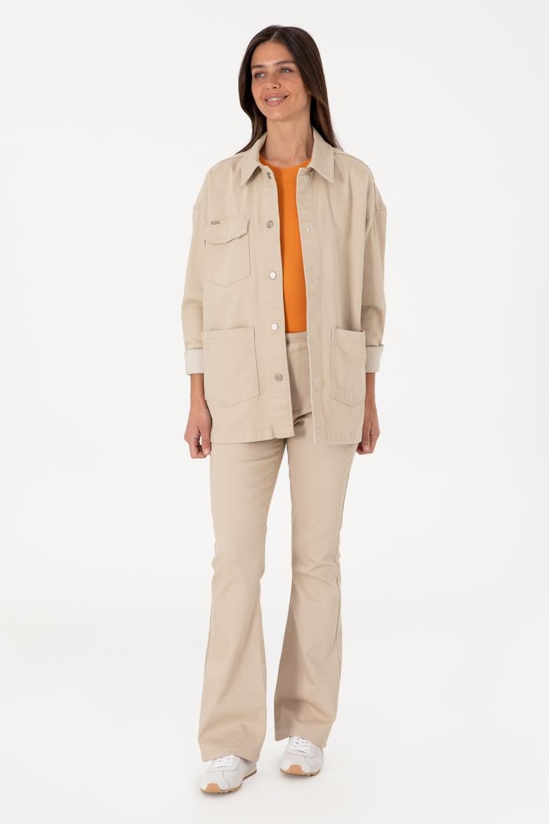 Kadın Taş Jean Uzun Kollu Tunik Gömlek - 50305384012