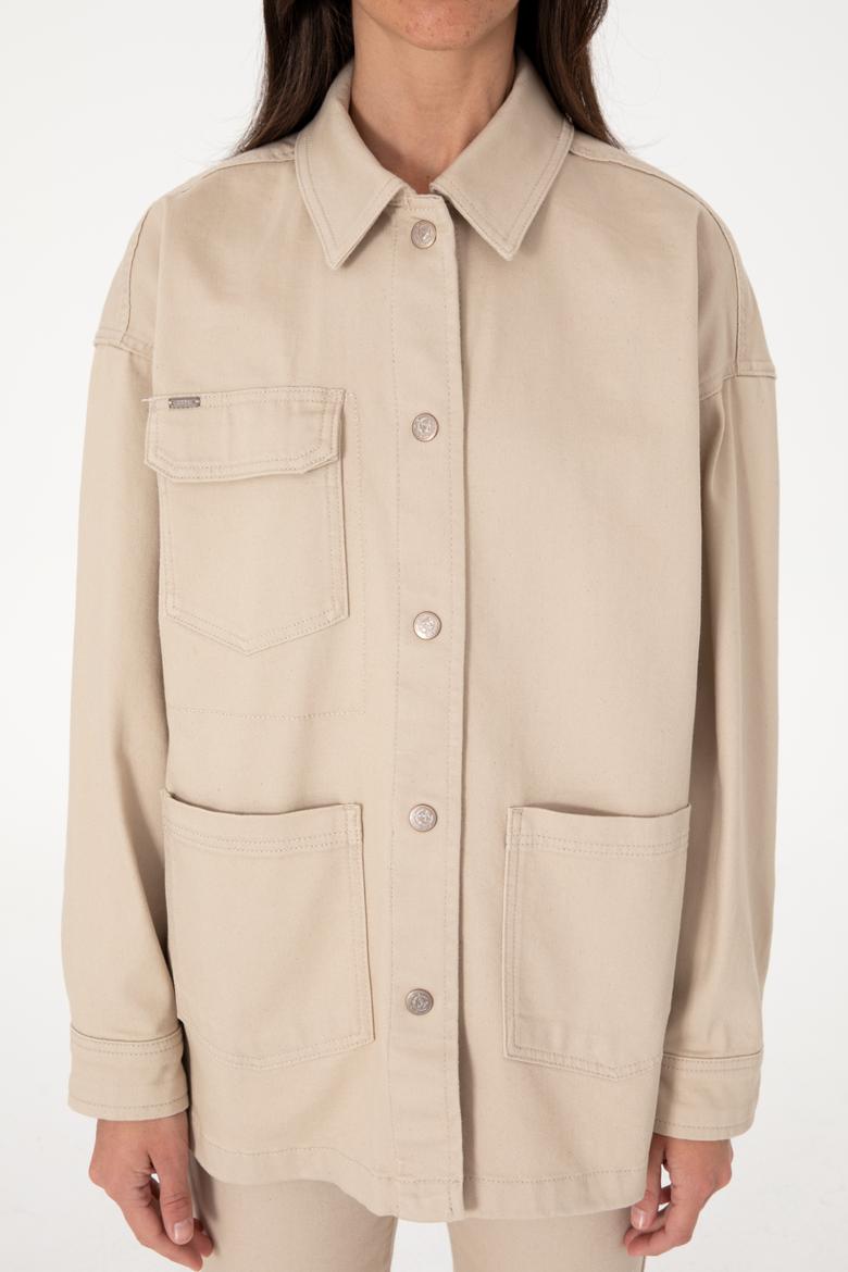 Kadın Taş Jean Uzun Kollu Tunik Gömlek - 50305384012