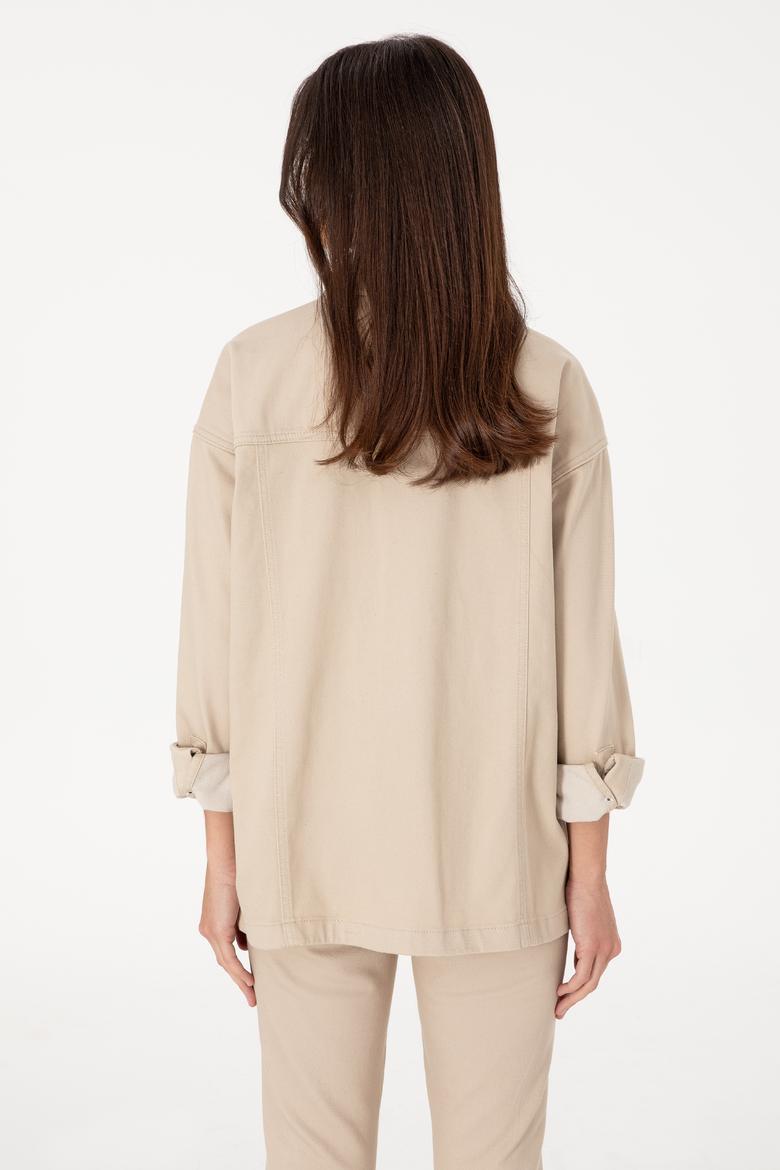 Kadın Taş Jean Uzun Kollu Tunik Gömlek - 50305384012