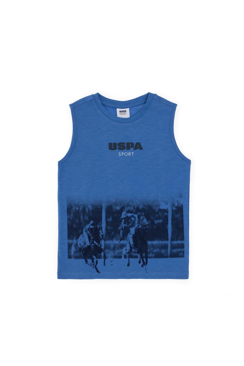 Erkek Çocuk İndigo Kolsuz Bisiklet Yaka Tişört