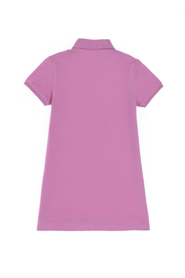 Kız Çocuk Fuşya Polo Yaka Kısa Kol A-Form Basic Örme Elbise - 50306051004