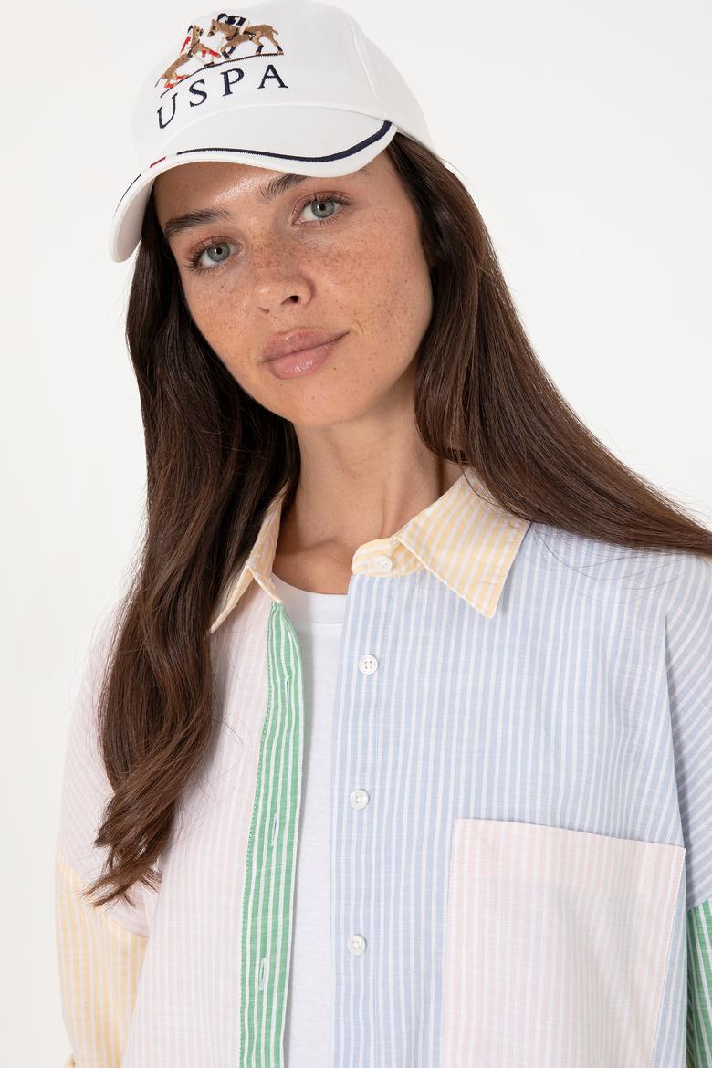 Kadın Açık Pembe Çizgili Uzun Kollu Tunik Gömlek - 50305371006