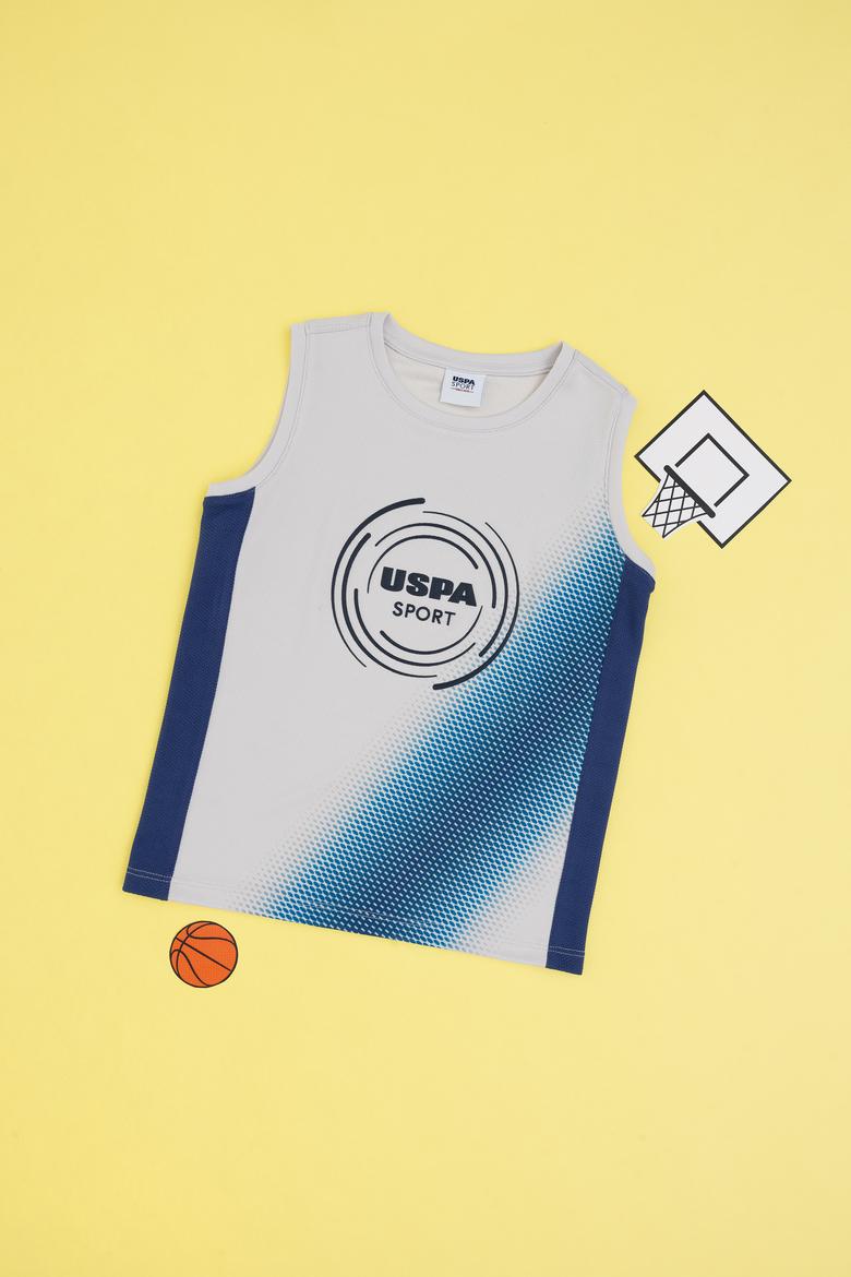 Erkek Çocuk Açık Gri Kolsuz Bisiklet Yaka Tişört