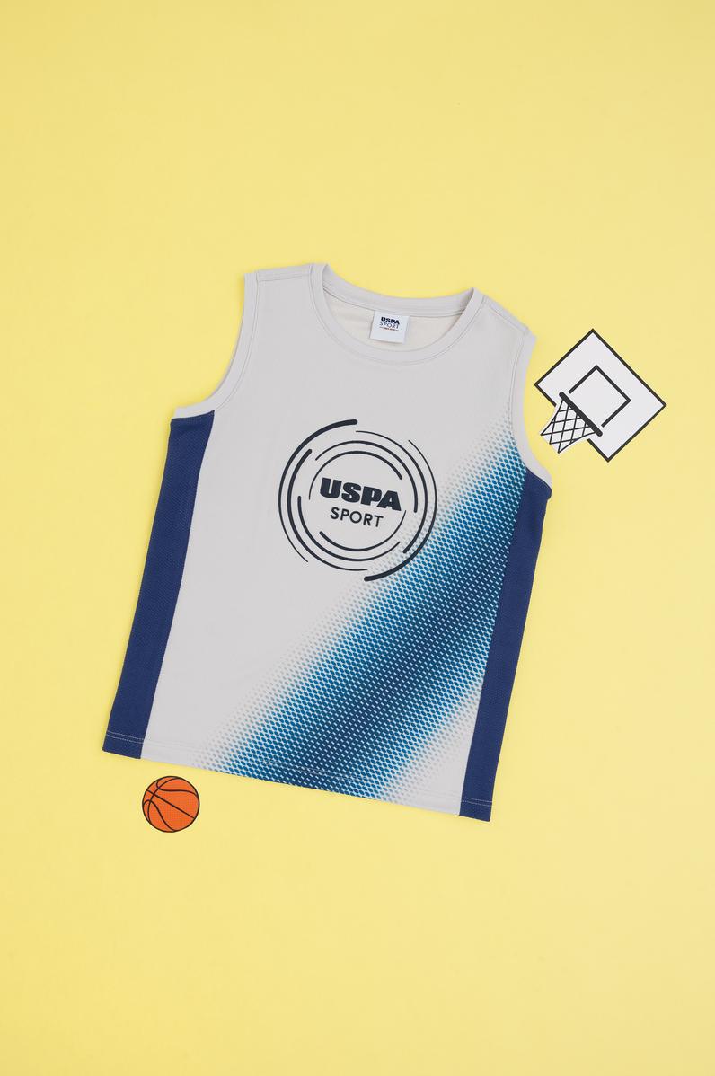 Erkek Çocuk Açık Gri Kolsuz Bisiklet Yaka Tişört