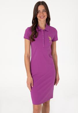 Kadın Menekşe Polo Yaka Mini Boy Örme Elbise - 50297457076