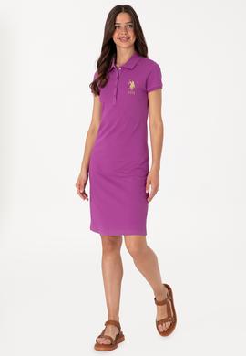Kadın Menekşe Polo Yaka Mini Boy Örme Elbise - 50297457076