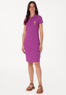 Kadın Menekşe Polo Yaka Mini Boy Örme Elbise - 50297457076