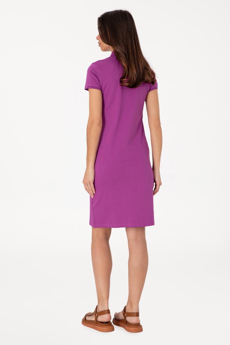 Kadın Menekşe Polo Yaka Mini Boy Örme Elbise - 50297457076