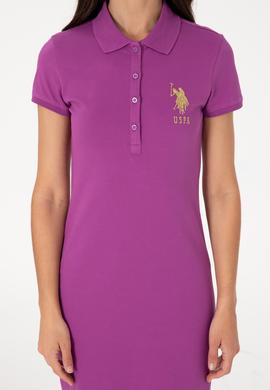 Kadın Menekşe Polo Yaka Mini Boy Örme Elbise - 50297457076