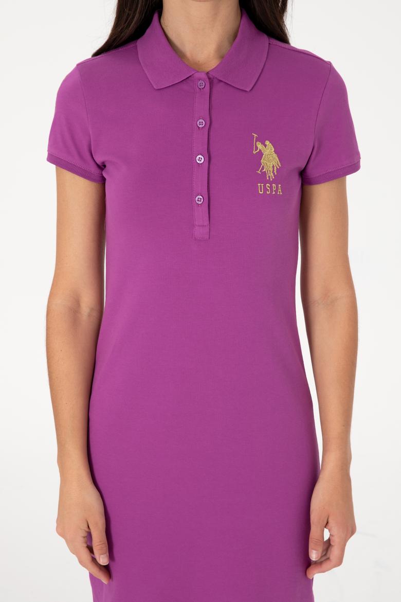 Kadın Menekşe Polo Yaka Mini Boy Örme Elbise - 50297457076