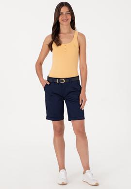 Kadın Turuncu Kolsuz Bisiklet Yaka Basic Tişört - 50300895059