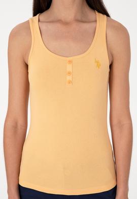 Kadın Turuncu Kolsuz Bisiklet Yaka Basic Tişört - 50300895059