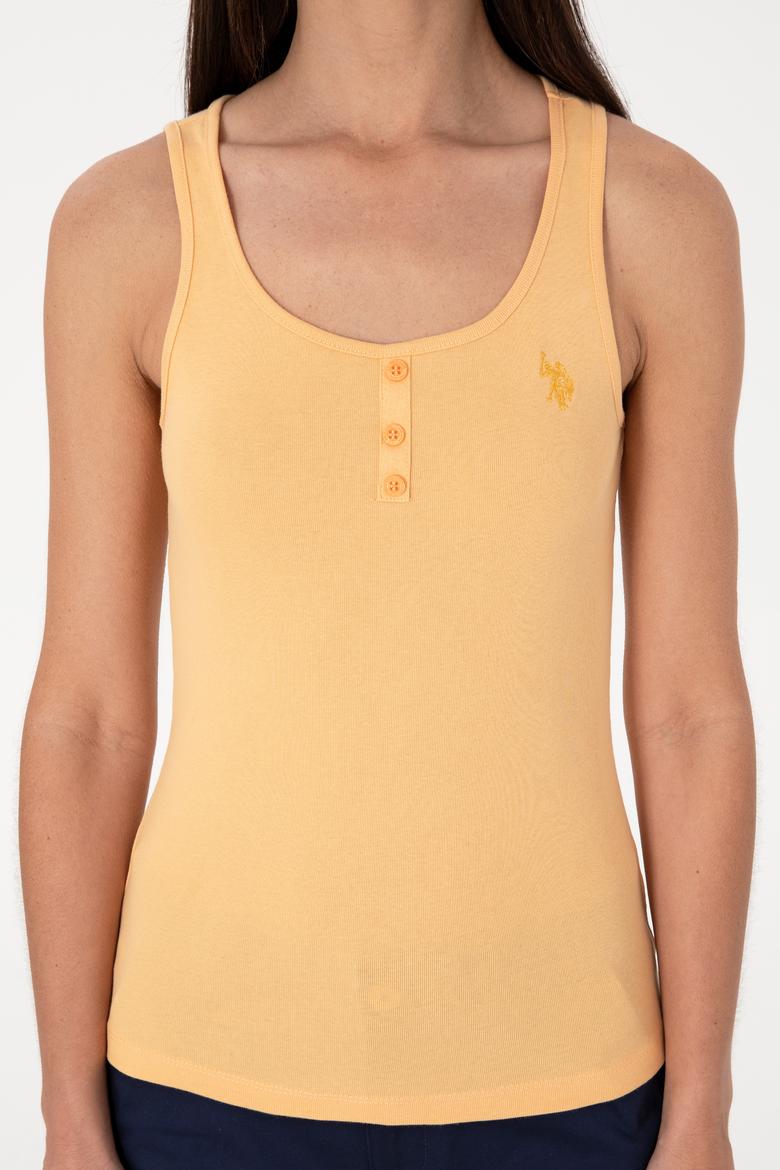 Kadın Turuncu Kolsuz Bisiklet Yaka Basic Tişört - 50300895059