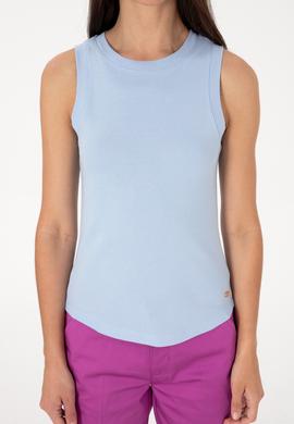 Kadın Açık Mavi Kolsuz Bisiklet Yaka Basic Tişört - 50300904004