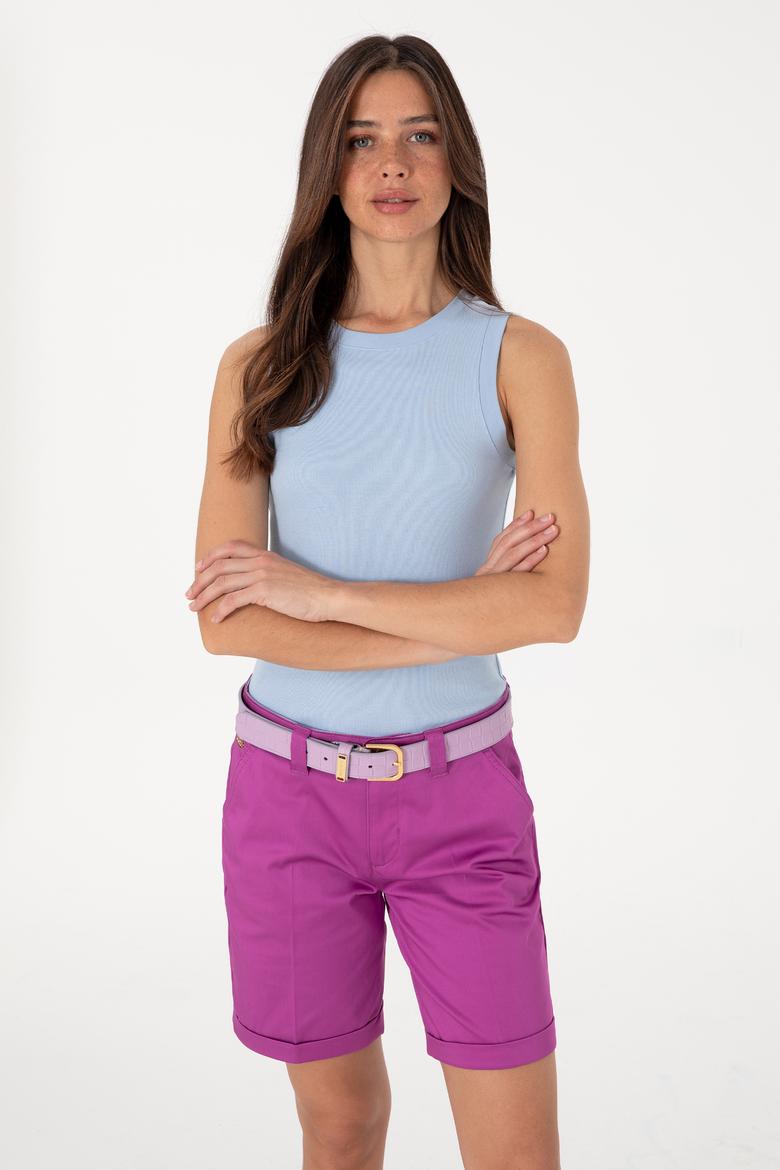 Kadın Açık Mavi Kolsuz Bisiklet Yaka Basic Tişört - 50300904004