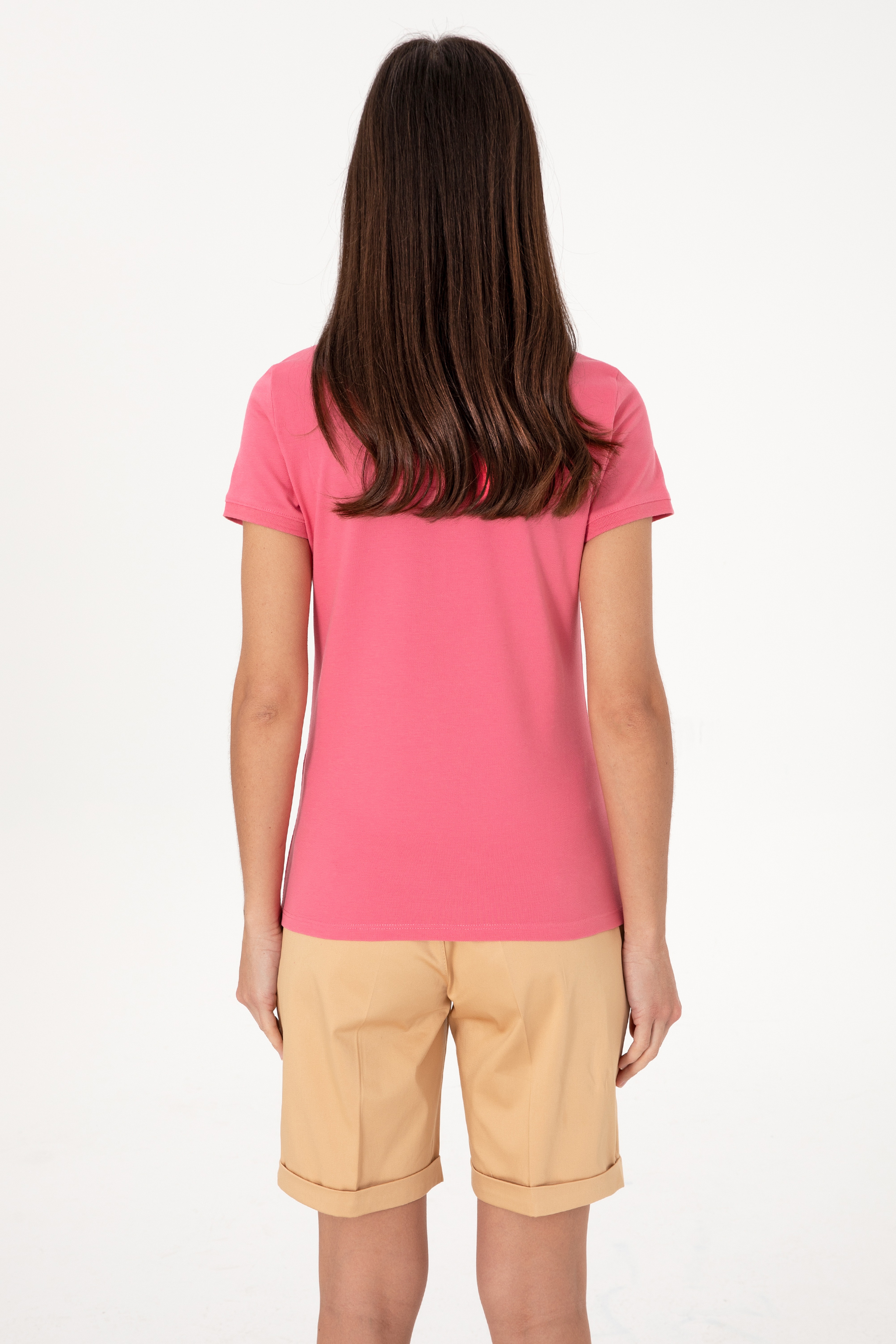 Kadın Pembe Basic Tişört - Image 5