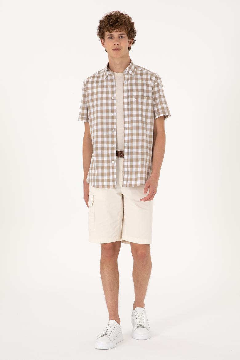 Erkek Vizon Kısa Kollu Gömlek - 50300221012