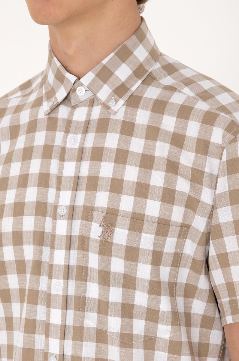 Erkek Vizon Kısa Kollu Gömlek