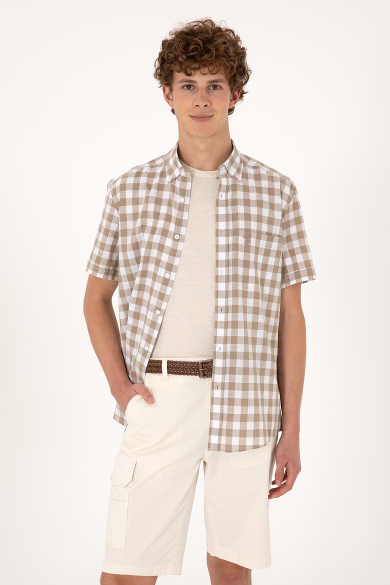 Erkek Vizon Kısa Kollu Gömlek