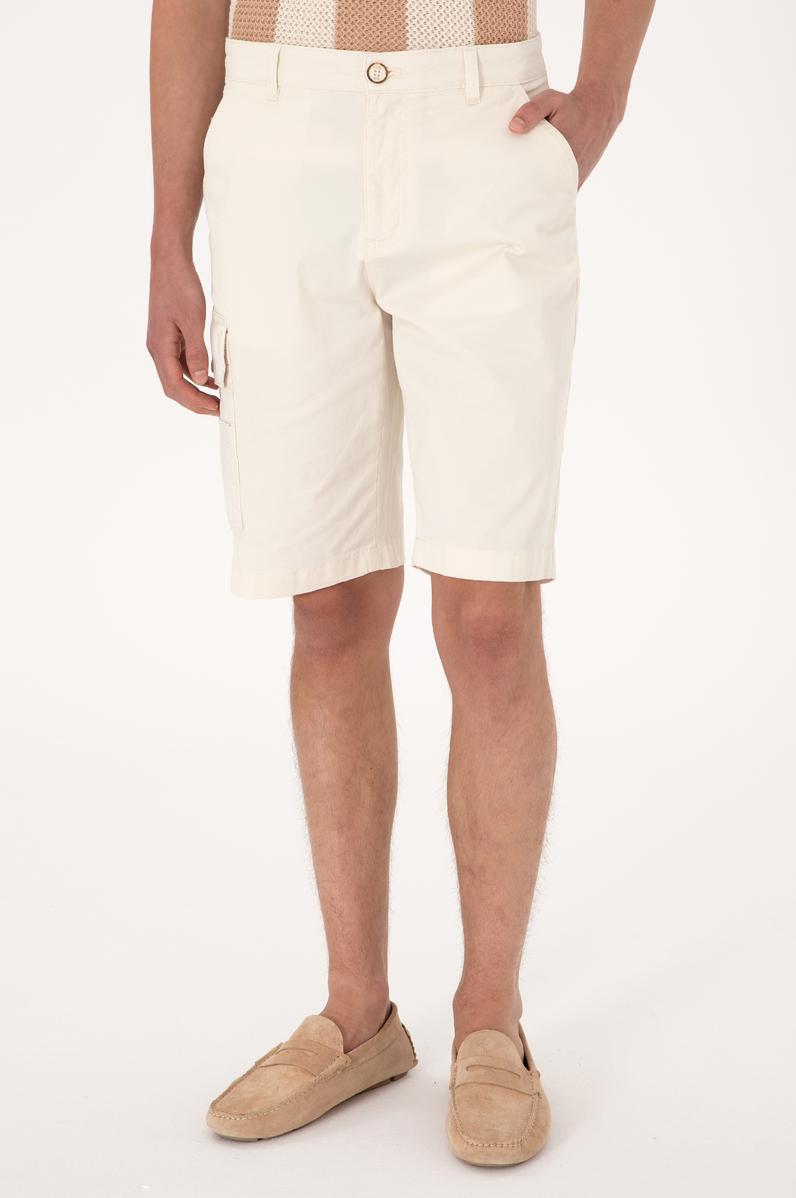 Erkek Krem Dokuma Şort