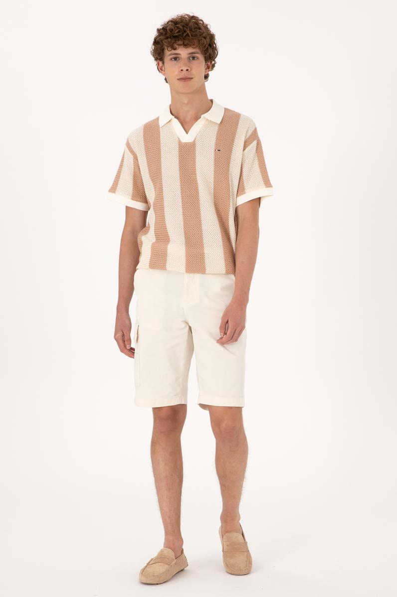 Erkek Krem Dokuma Şort