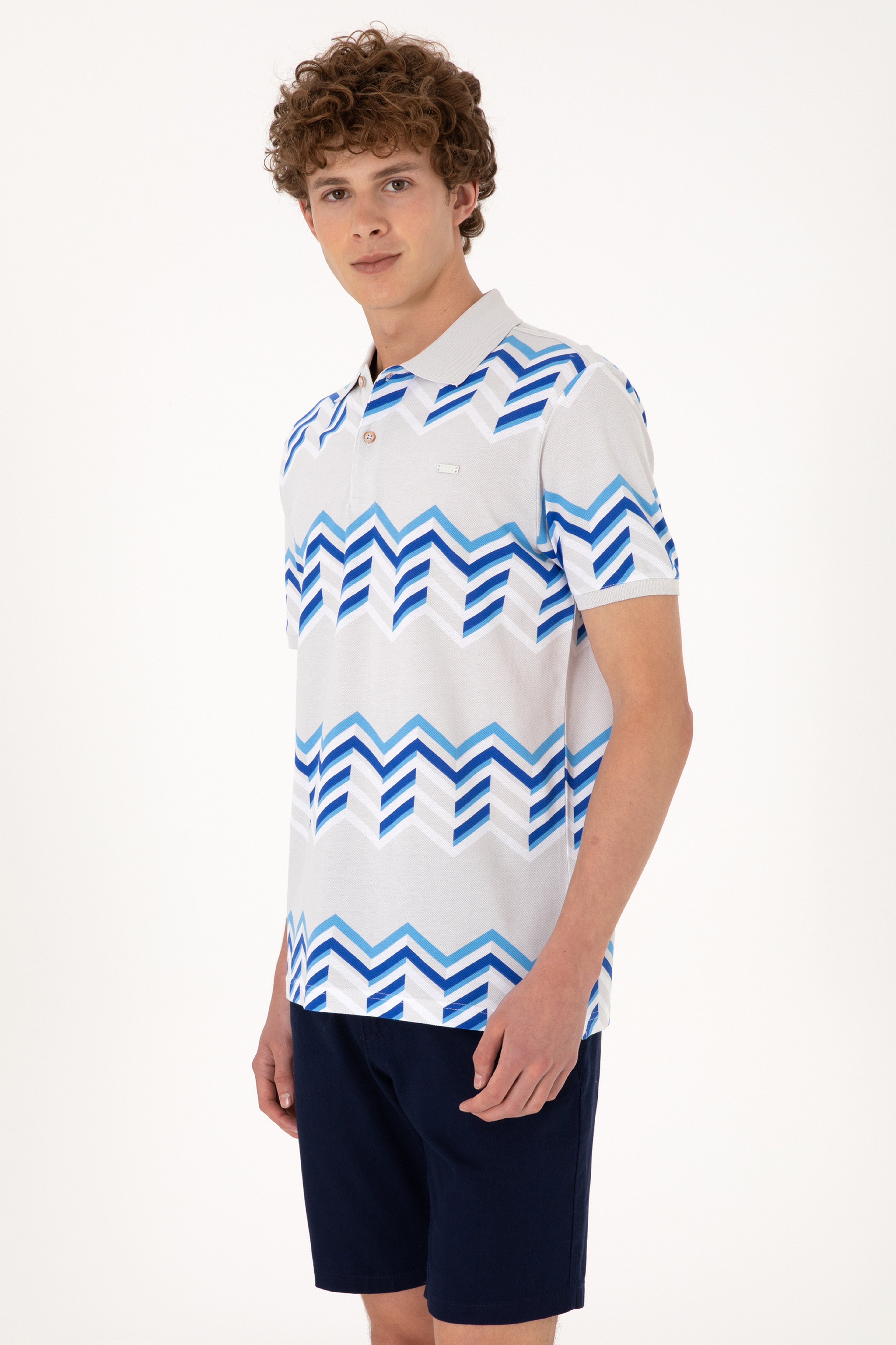 Erkek Regular Fit Polo Yaka Açık Gri Tişört - Image 1