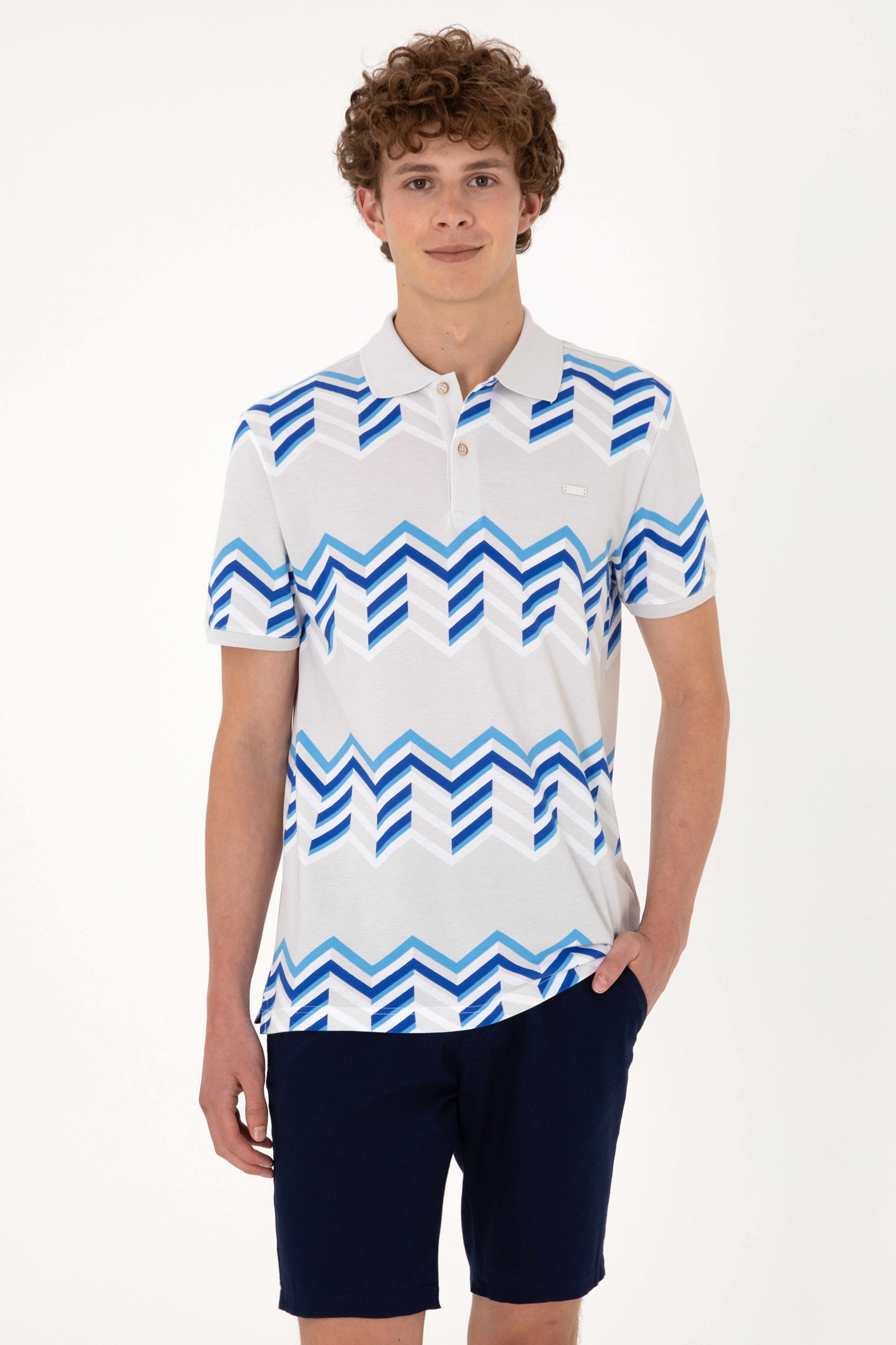 Erkek Regular Fit Polo Yaka Açık Gri Tişört