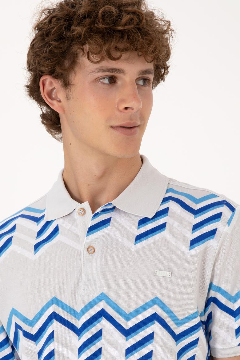 Erkek Regular Fit Polo Yaka Açık Gri Tişört - 50299658007