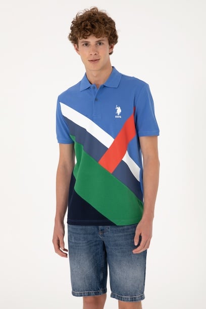 Erkek Regular Fit Polo Yaka İndigo Tişört