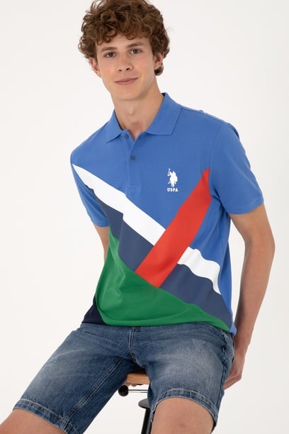 Erkek Regular Fit Polo Yaka İndigo Tişört