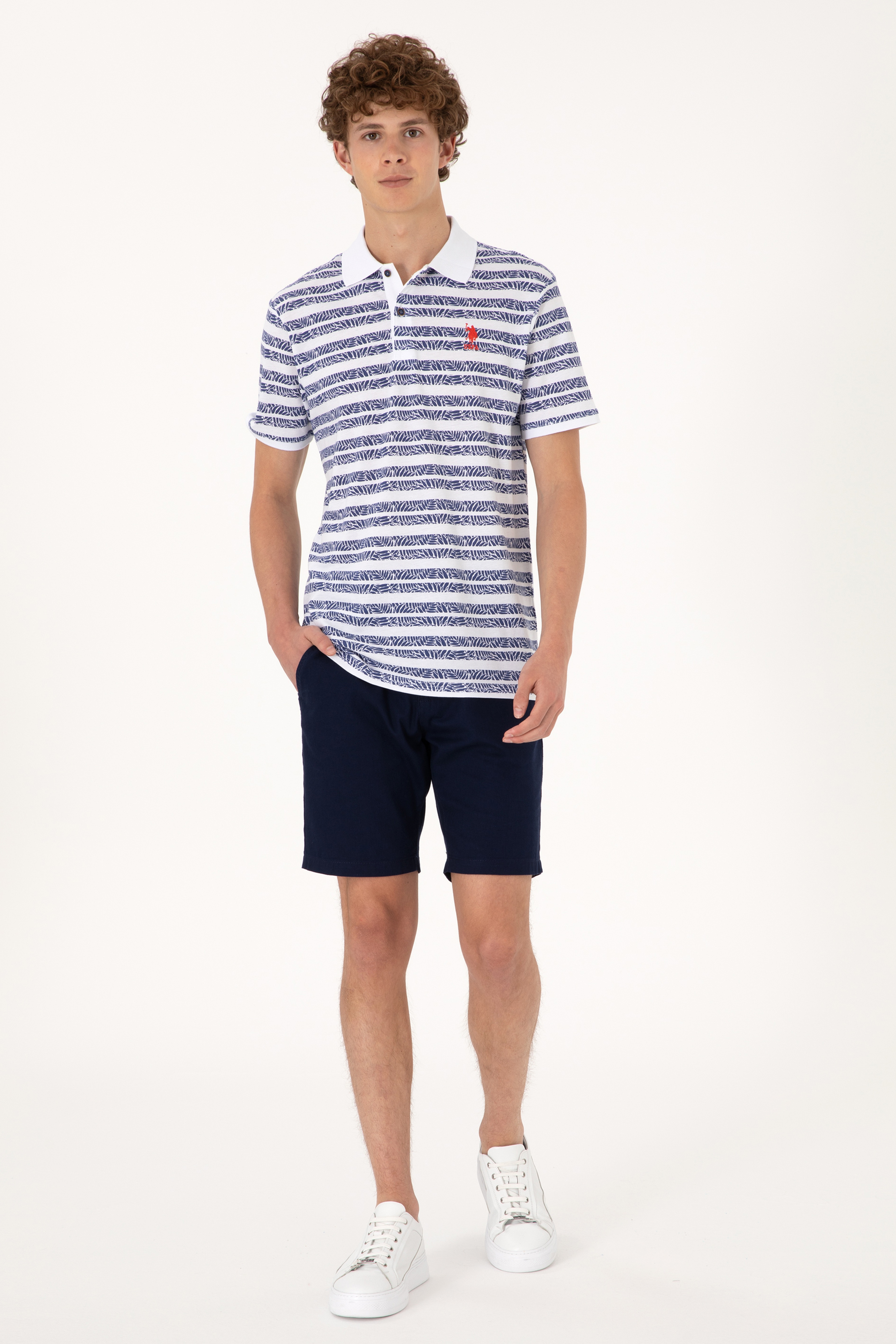 Erkek Regular Fit Polo Yaka Açık Lacivert Tişört - Image 4