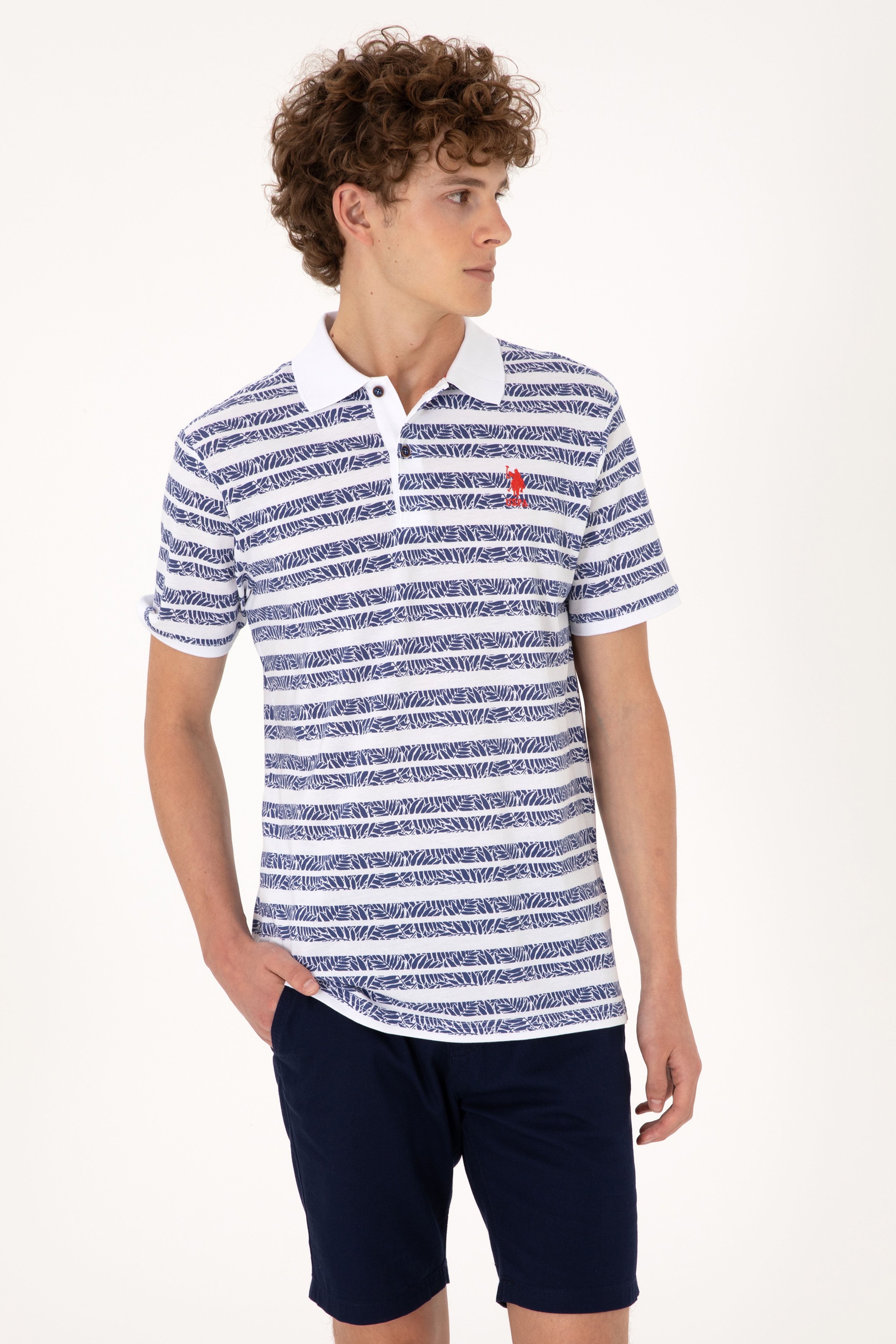 Erkek Regular Fit Polo Yaka Açık Lacivert Tişört - Image 1