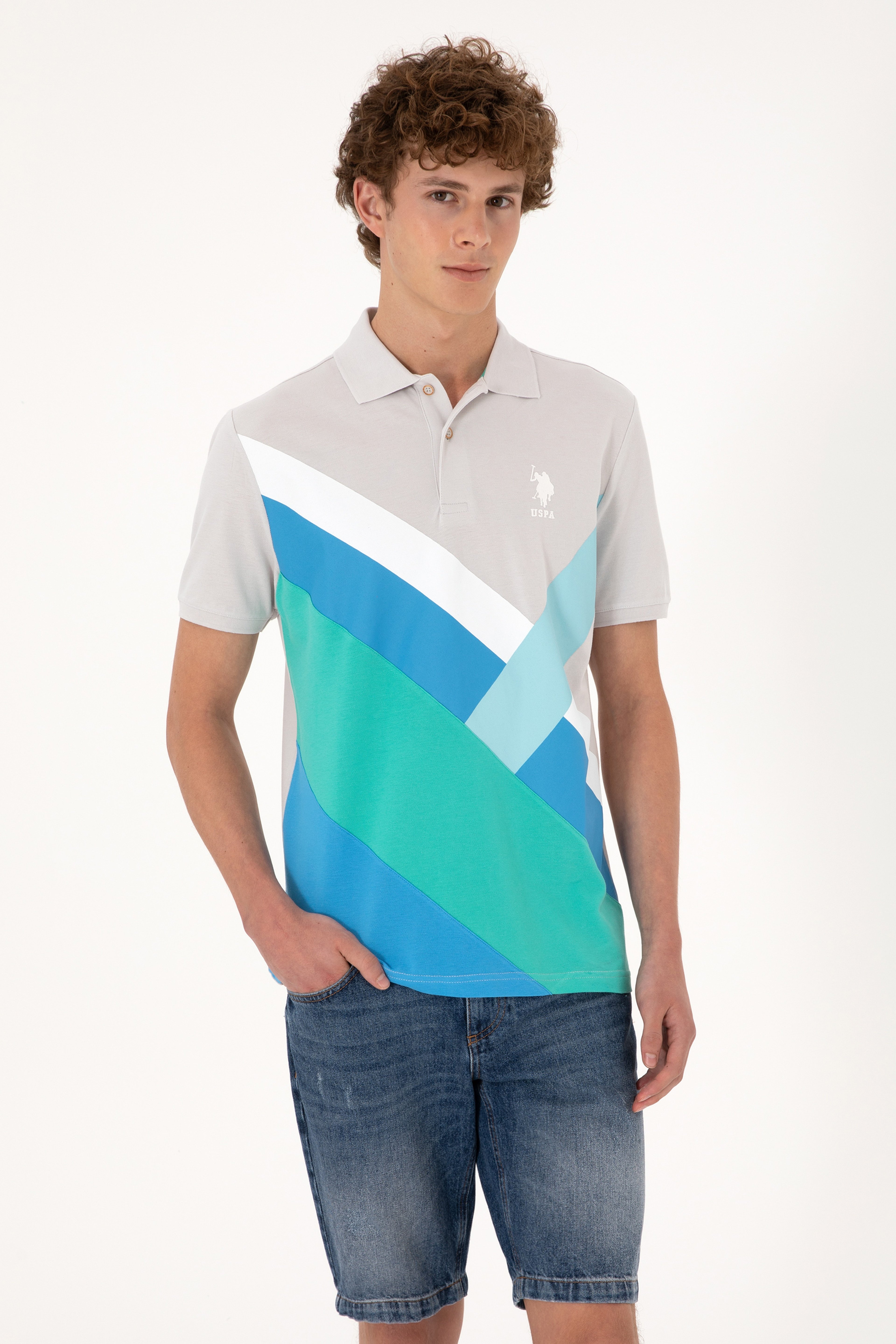 Erkek Regular Fit Polo Yaka Turkuaz Tişört - Image 1