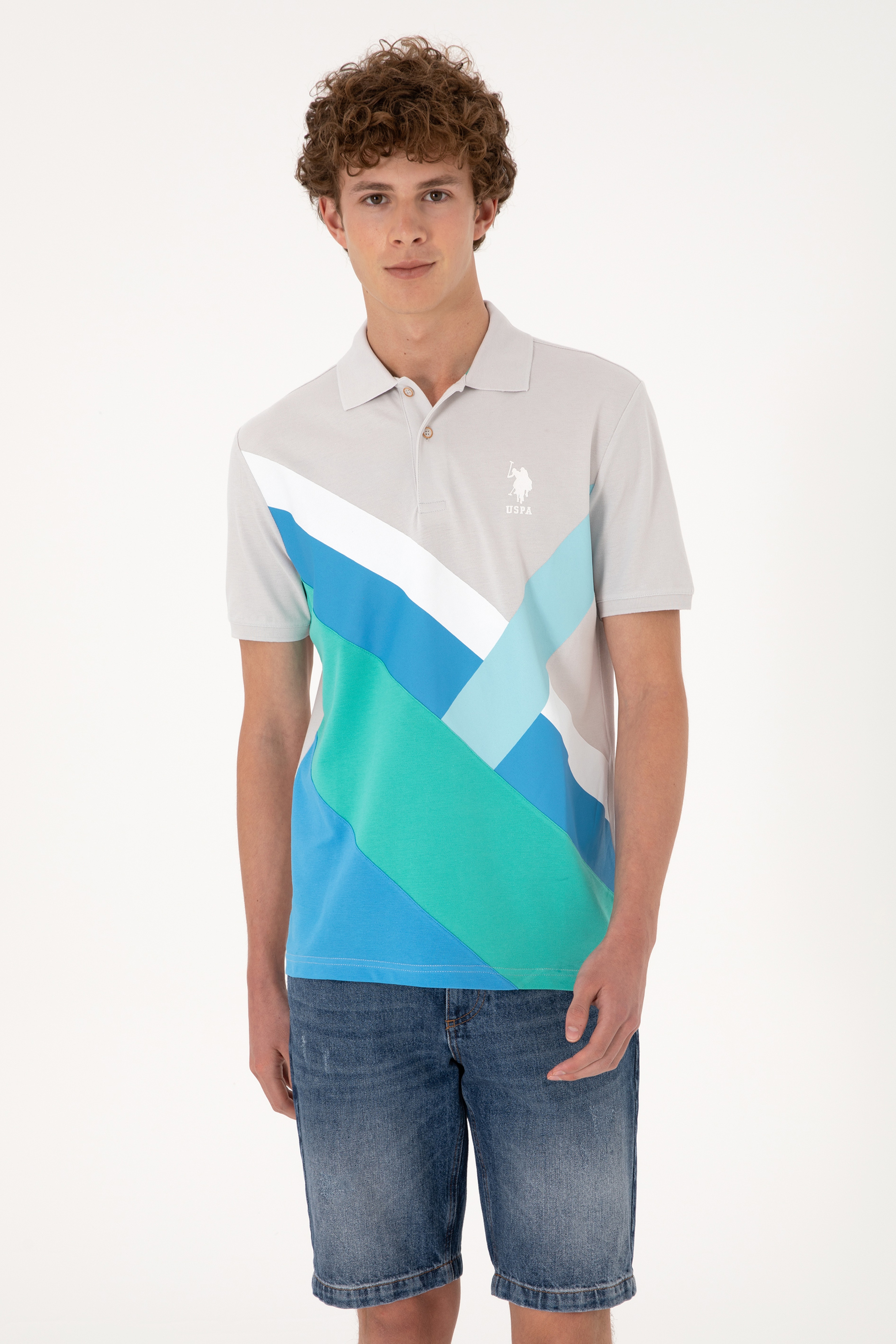 Erkek Regular Fit Polo Yaka Turkuaz Tişört - Image 3