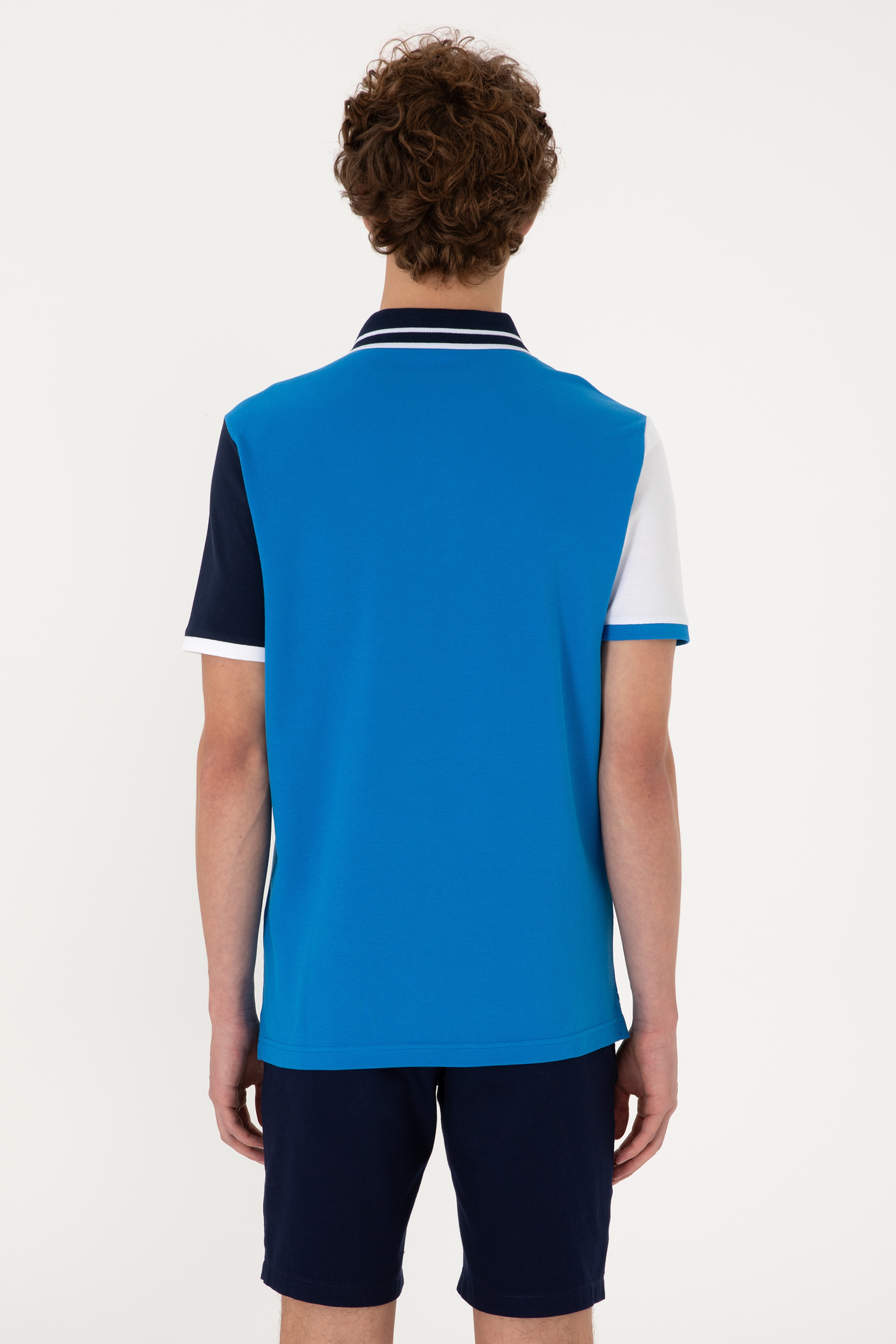 Erkek Regular Fit Polo Yaka Kobalt Mavi Tişört - Image 5
