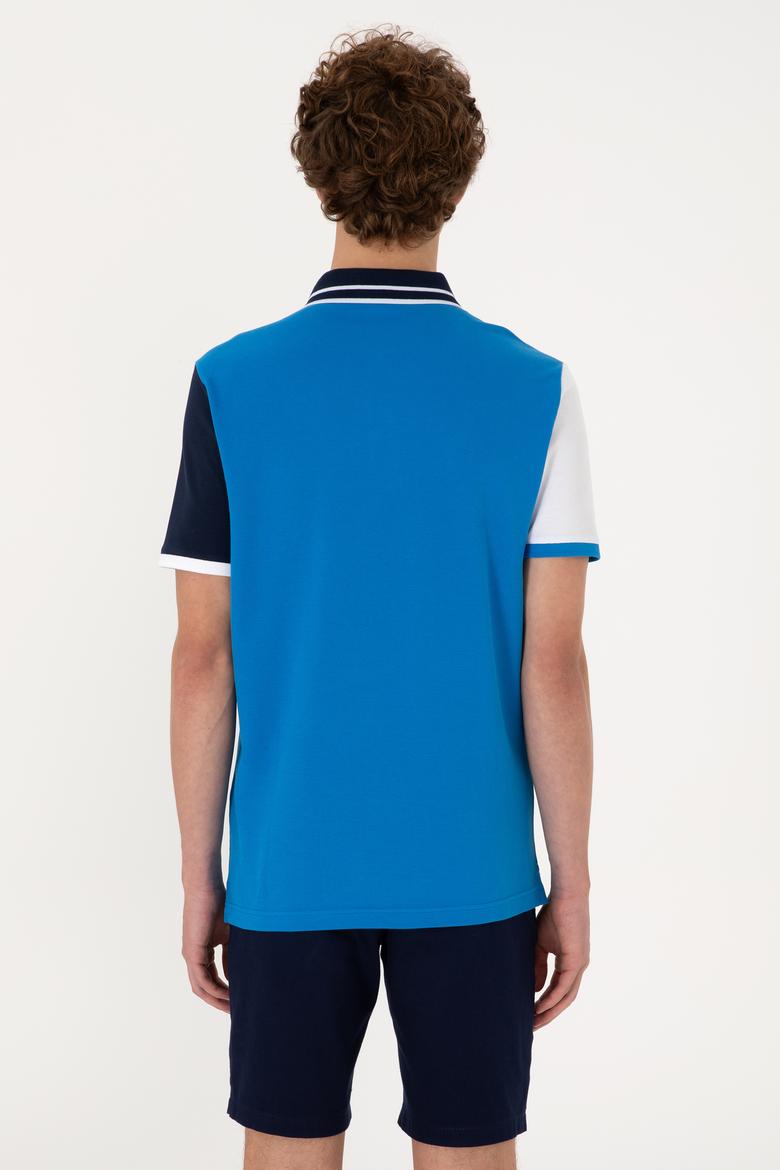 Erkek Regular Fit Polo Yaka Kobalt Mavi Tişört - 50299803026