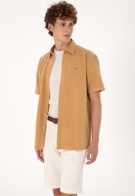 Erkek Camel Kısa Kollu Gömlek - 50304955008