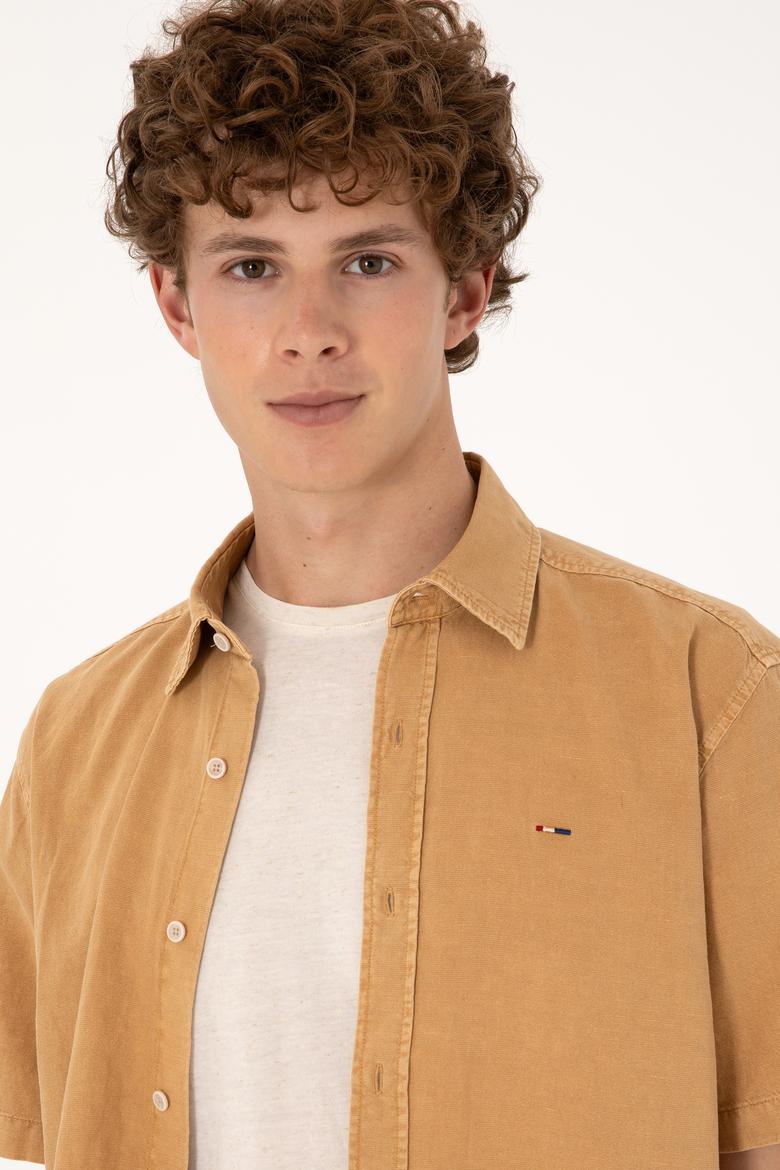 Erkek Camel Kısa Kollu Gömlek - 50304955008