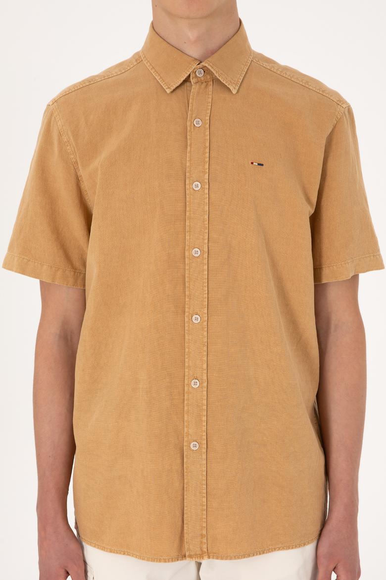 Erkek Camel Kısa Kollu Gömlek - 50304955008