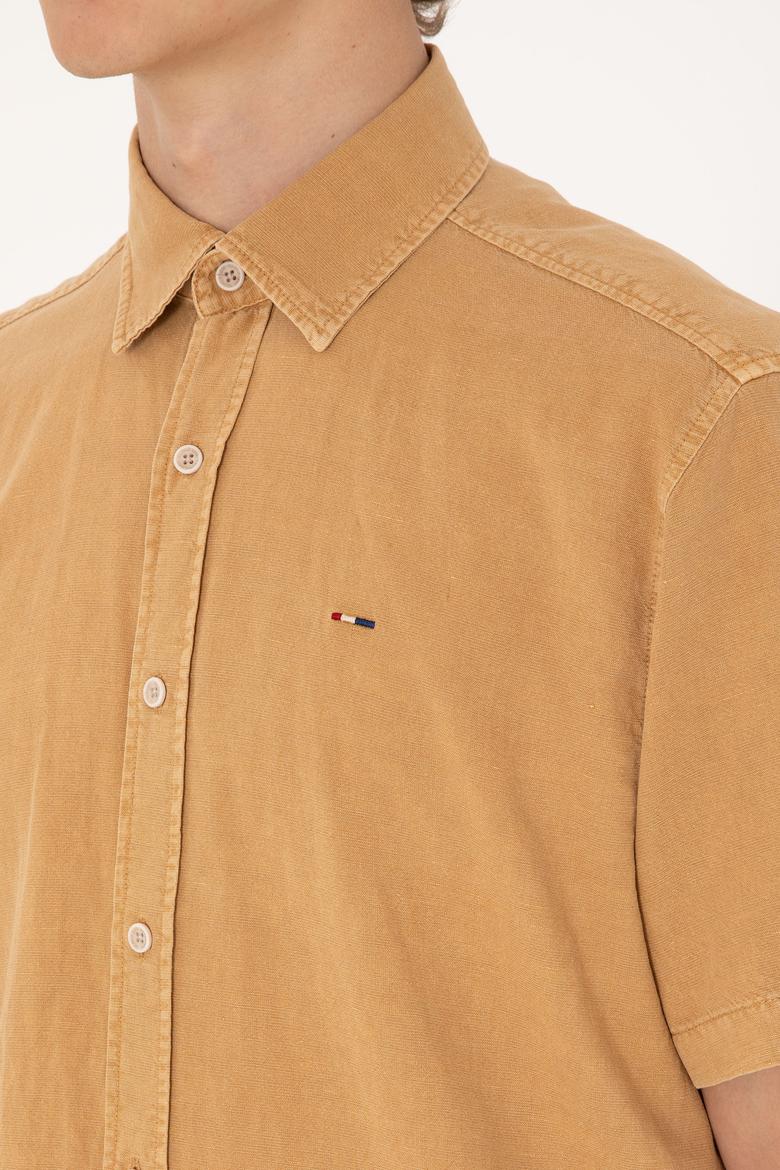 Erkek Camel Kısa Kollu Gömlek - 50304955008