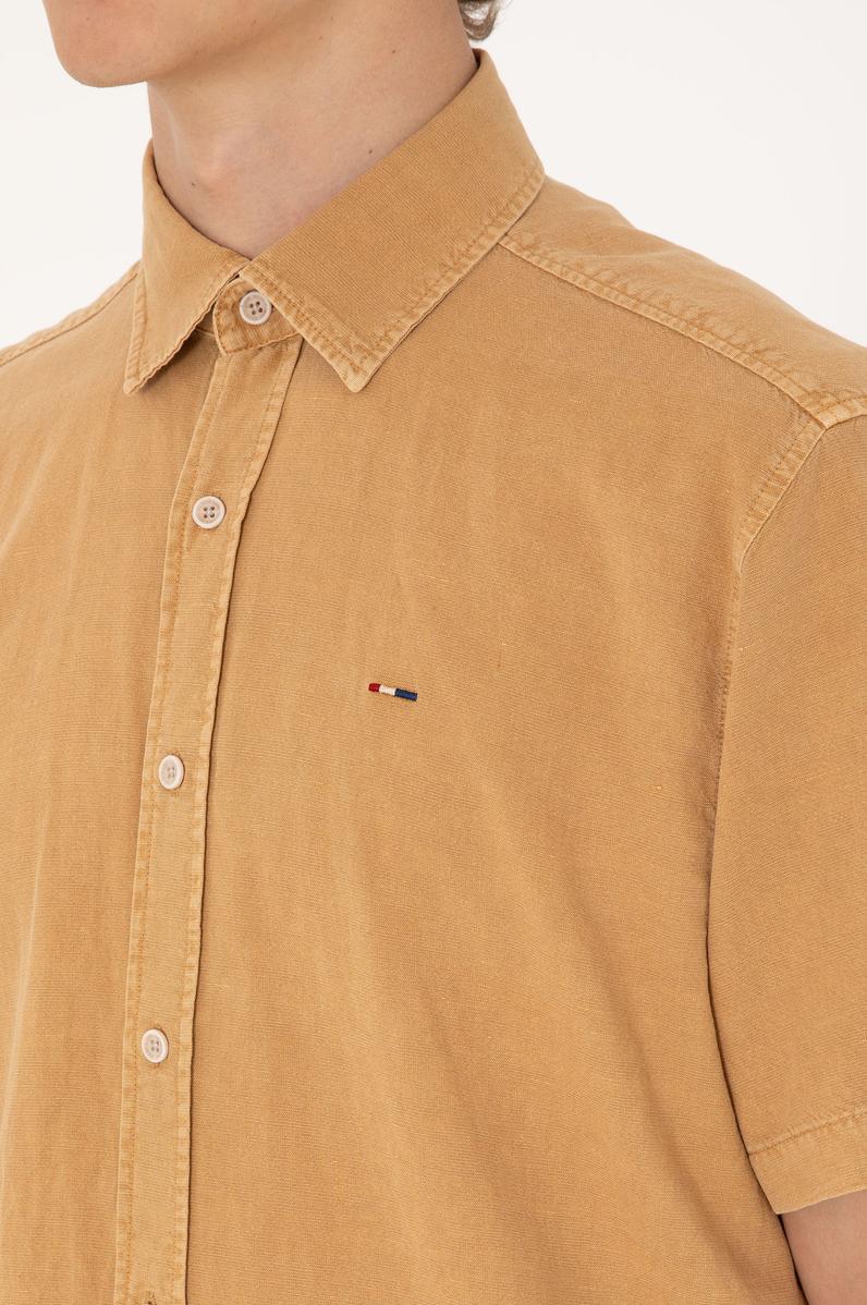 Erkek Camel Kısa Kollu Gömlek