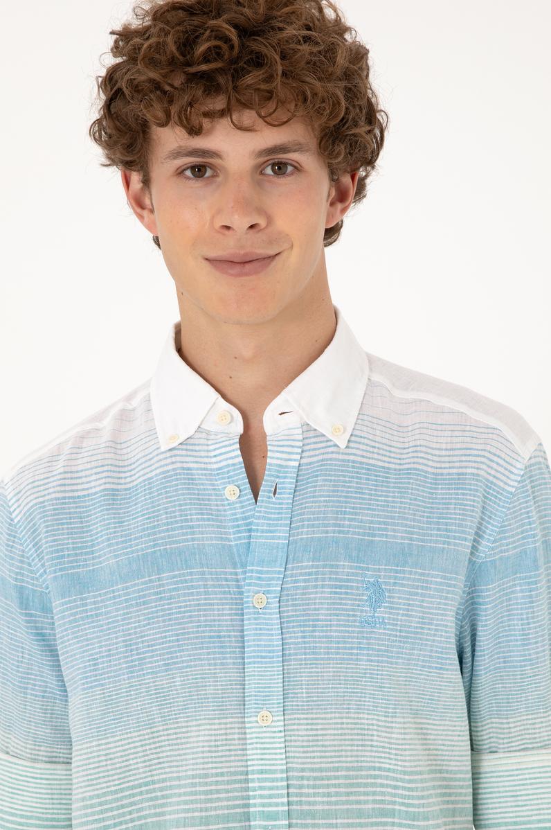 Erkek Mint Uzun Kollu Gömlek