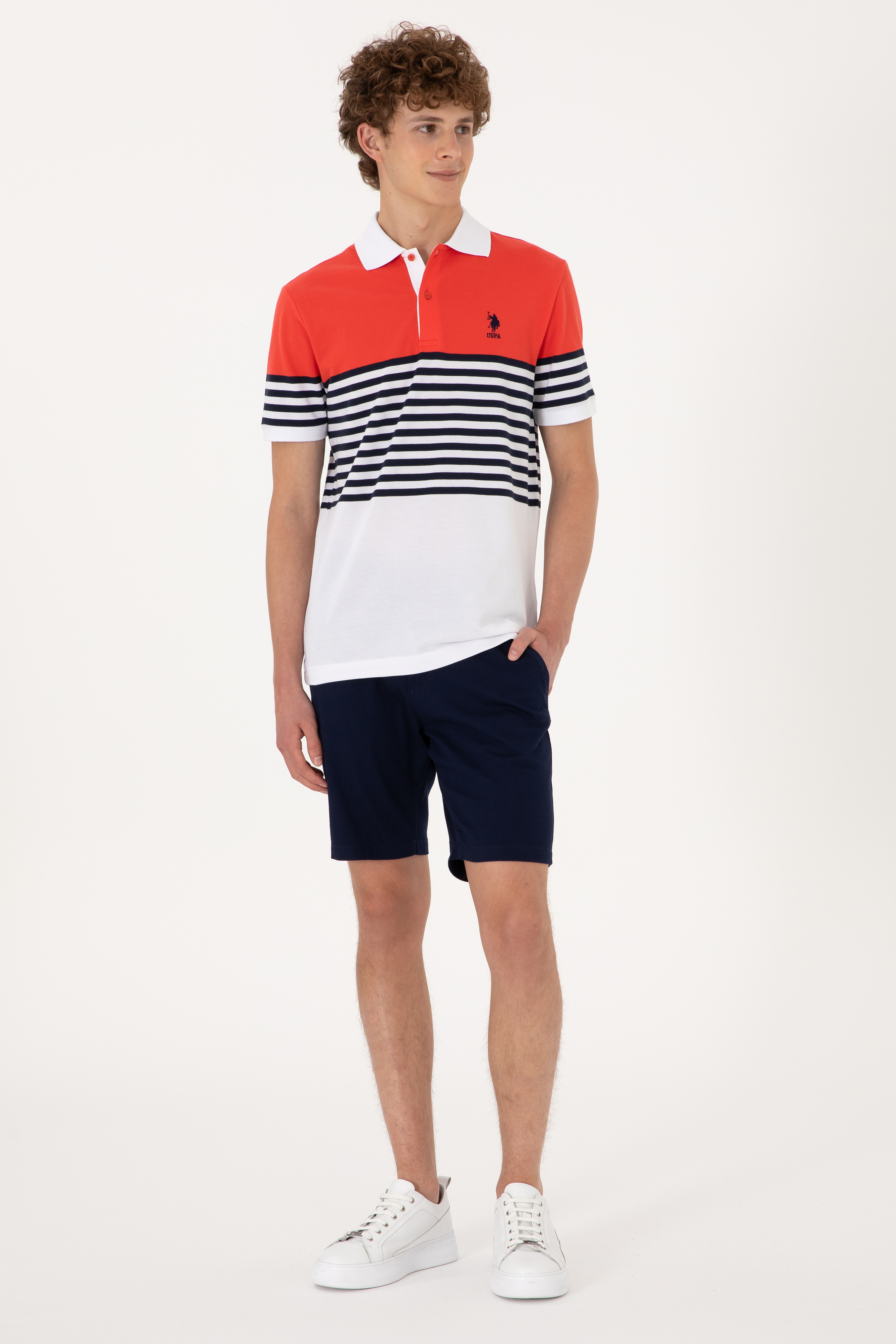 Erkek Regular Fit Polo Yaka Kırmızı Tişört - Image 4