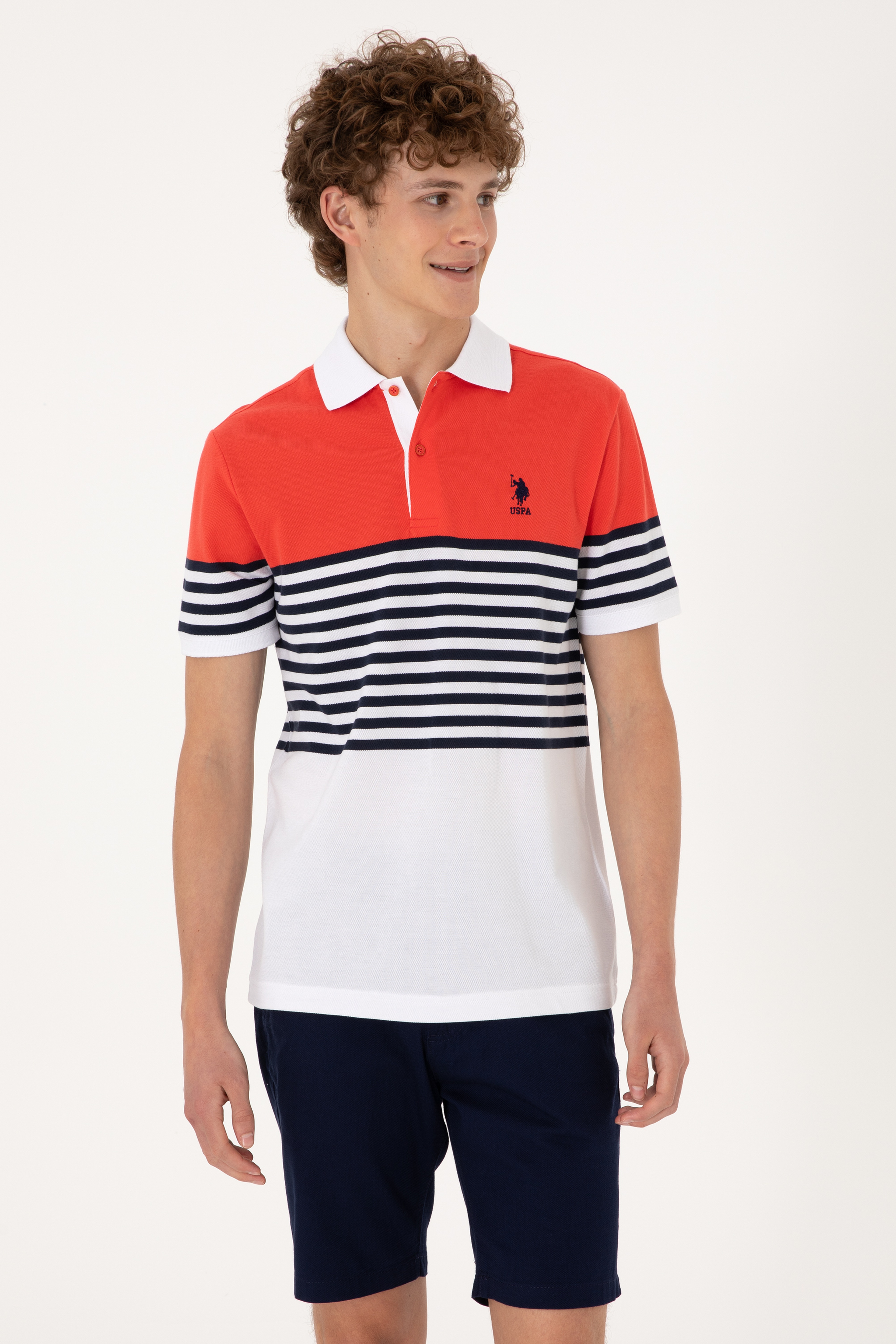 Erkek Regular Fit Polo Yaka Kırmızı Tişört - Image 3