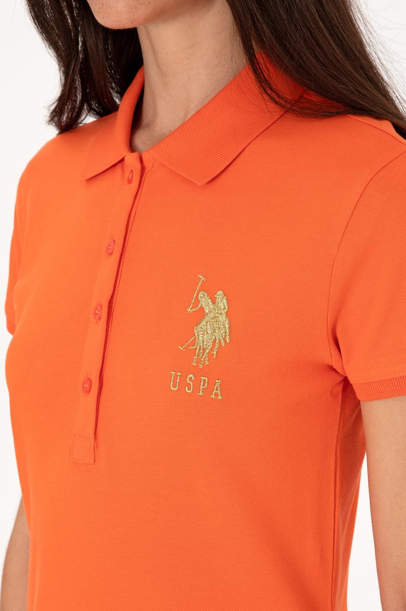 Kadın Nar Çiçeği Polo Yaka Mini Boy Örme Elbise