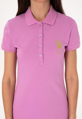 Kadın Fuşya Polo Yaka Mini Boy Örme Elbise - 50297457129