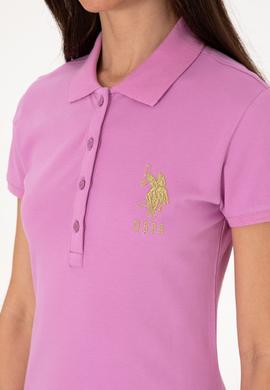 Kadın Fuşya Polo Yaka Mini Boy Örme Elbise - 50297457129