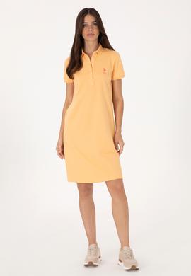 Kadın Turuncu Polo Yaka Mini Boy Örme Elbise - 50300881085